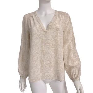 Joie | Silk Tan and Cream Abstract Animal Print Blouse